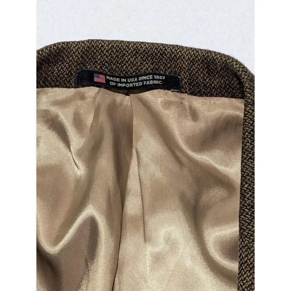 Hart Schaffner Marx Wool Tweed Blazer Mens‎ 42XL Brown USA Made Sport Coat
